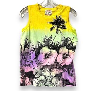 Vintage 80s/90s Land n Sea Tropical Hibiscus Tie Dye Tank Top Muscle Tee Vacay